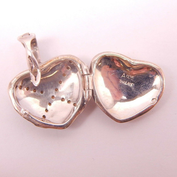 Suspicion Sterling Marcasite Puffed Heart Necklace - Picture 3 of 8